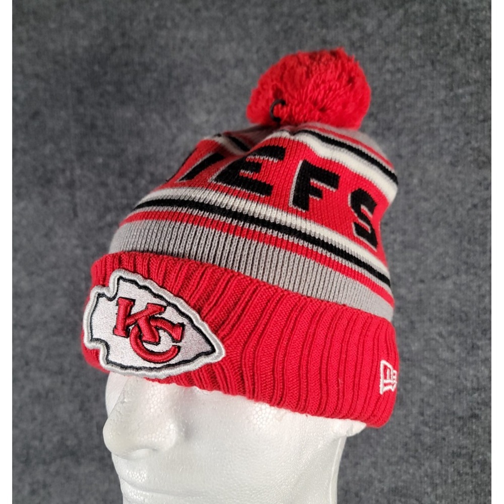 Kansas City Chiefs Hat Beanie Cuffed Fleece Lined Knit Pom NFL Football New Era